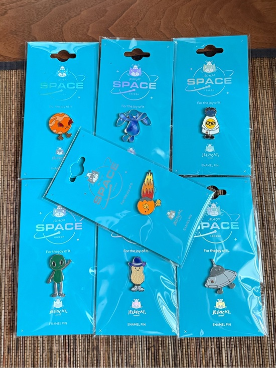 Jellycat Jewelry - Jellycat Space Pin Lot 7 Badges Brooches Korean Exclusive Bunny Peanut Egg